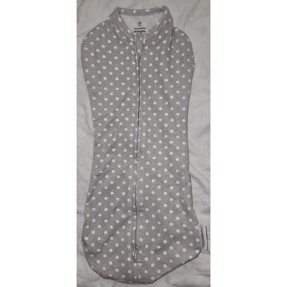 SwaddleMe® Newborn Baby Swaddle Gray with White Polka Dots 93% Cotton 7% Spandex